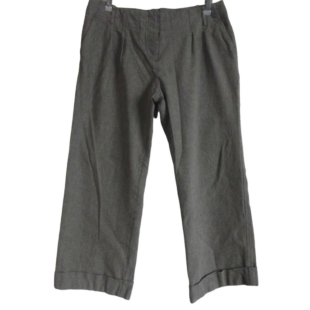 "JENNE MAAG BLACK/WHITE" 6 x 25.5" Brown Tweed Crop Pants cropped capri capris